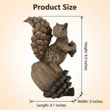 iStatue Handmade Resin Squirrel on Acorn Statue Miniature Garden Figurines – 6.5 Inch Nature-Inspired Woodland Animal Decor for Home, Garden, Patio or Shelf – Rustic Farmhouse Accent (Medium)