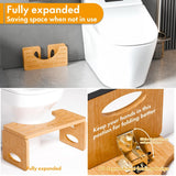 Beinilai Foldable Toilet Stool,7 Inches Poop Stool for Bathroom,Bamboo Toilet Stool Squat Adult,Potty Stool with 2 Packs Anti-Slip Strip
