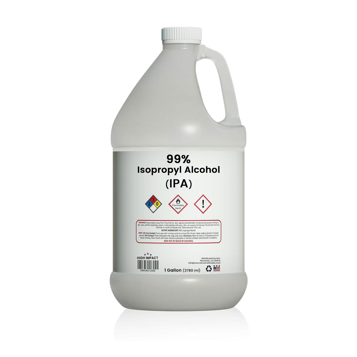High Impact 99% Liquid Isopropyl Alcohol (IPA) Liquid Gallon - Made in USA - Pack of 4