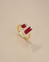 SNGIA 18K Gold Plated Color Enamel Rectangular Adjustable Open Statement Ring for Women Burgundy Red Ivory White Mocha Taupe Emerald Green Cobalt Blue Pearl White Lime Green Geometric Cuff Jewelry