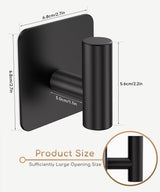 Aikzik 4 Pack Large Heavy Duty Wall Hooks - 26lb Max, Stainless Steel Adhesive Towel Hook, Shower Hooks for Hanging Towel, Coat, Robe, Wall Hook for Use in Bathroom, Kitchen and Door, Matte Black