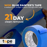 Made in USA Blue Painter’s Tape - 3 inch x 60 yds. (16 Pack) Thick & Wide Masking Tape for Safe Wall Painting, Building, Remodeling, Labeling, Edge Finishing