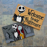 Gertmenian Nightmare Before Christmas Coir Doormat - 2x3 Welcome Mat (2-Pack), Ideal for High Traffic Areas in Front Door, Garage, Entryway - Welcome Nightmare/Jack & Sally, 80005