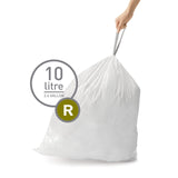 simplehuman Code R 100 Count, Dispenser Pack Custom Fit Liners, Drawstring Trash Bags, 10 Liter / 2.6 Gallon, White