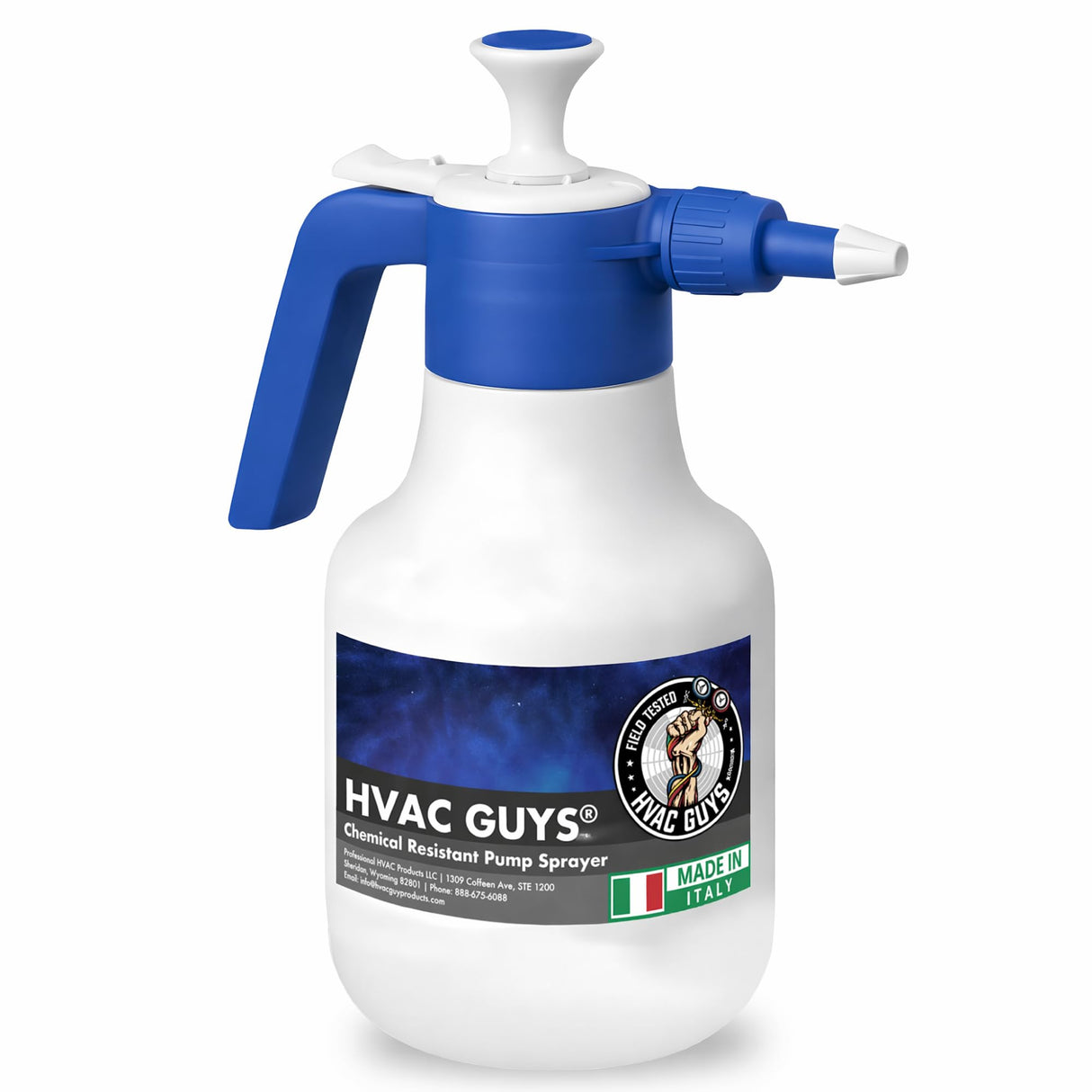 HVAC Guys Coil Cleaner Pump Sprayer | Handheld Chemical Pump Sprayer with 360° Spray Angle | Adjustable Nozzle, EPDM Seals | 48 oz Capacity