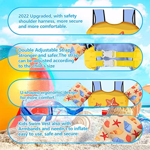 Chriffer Kids Swim Vest Life Jacket for 22-66 Pounds Boys and Girls, Toddler Floaties with Shoulder Harness Arm Wings for 2,3,4,5,6,7 Years Old Baby