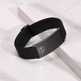 Personalized Medical Alert Bracelet for Men - Customized Elastic Strap Stainless Steel Bracelets Engraved Medic Info, Emergency Awareness Medic ID Bracelet for Allergy Diabetic Asthma Epilepsy