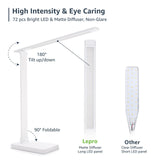 Lepro LED Desk Lamp, Metal Desk Light 9.5W 800lm, Forbes Vetted Best Task Lamp, 5 Color Modes 5 Brightness Level, Dimmable Home Office Desktop Lamp for Reading, Crafting, Sewing, Puzzle, Nail, White