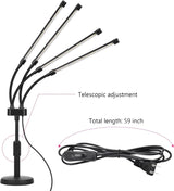 SYEIORAOM Grow Lights for Indoor Plants, Four Head LED Grow Light with Full Spectrum, Red White Spectrum for Indoor Plant Lamp, Adjustable Gooseneck, Suitable for Vegetation