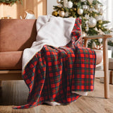 Christmas Sherpa Blanket Throw Size - Reversible Sherpa Fleece Blanket - Super Soft Double Sided Throw for Bed, Sofa, Couch - Thick, Warm, Cozy & Plush - Xmas Winter Bedding - Christmas Tartan, 50x60