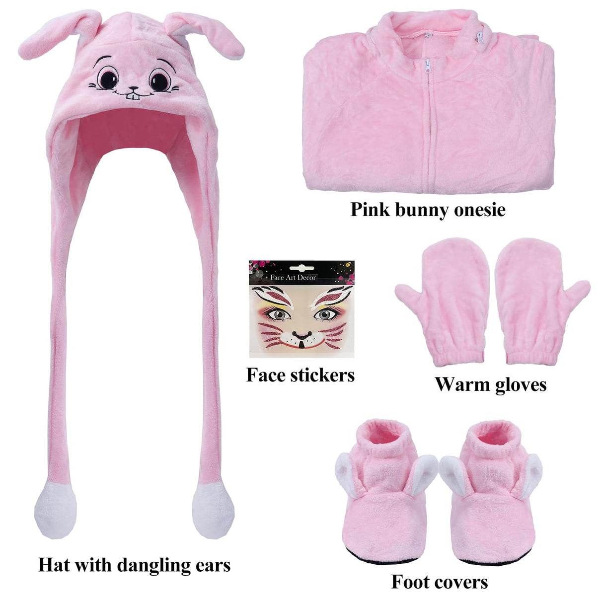 Ezuwail Adult Bunny Onesie Animal Pajamas for Women, Christmas Halloween Onesie Adult Pink Bunny Costume for Sleepwear, Homewear, M