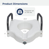 Drive Medical RTL12027RA 2-in-1 Raised Toilet Seat with Removable Padded Arms, Standard Seat