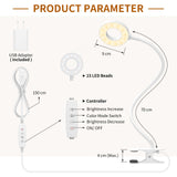 iZELL Reading Light, USB Clamp Lamp for Child Reading Book in Bed at Night, LED Small Desk Lamp with Silicone Adjustable Arm Clip on Beside Table for Studying Working Drafting Sewing - 15.8‘’ White