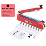 LinsnField Sealer Pro, 12-inch Super Impulse Heat Bag Sealer, 7-mm Sealing System with Patent for Never Burn Out, Antioxidant Aluminium Shield, Copper Transformer, Built-in Fuse Safety System, Red