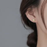 Gold Flower Stud Earrings 925 Sterling Silver 18K Gold Plated Cubic Zirconia Screw Back Cute Hypoallergenic for Women Jewelry Gift Graduation Gift Thanksgiving Day Christmas