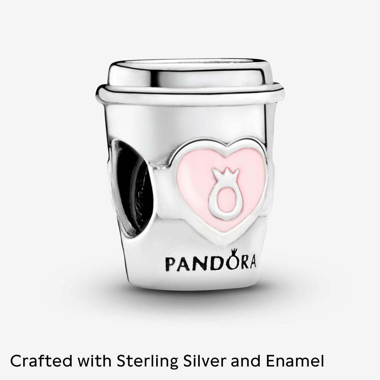 PANDORA Take a Break Coffee Cup Charm - Engraved Charm - Gift for Coffee Lovers - With Gift Box - Compatible Moments Charm Bracelets - Sterling Silver
