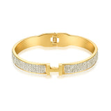 LeoYletc 18K Gold and Silver Plated Bangle Bracelet for Women Stainless Steel with Cubic Zirconia Womens Jewelry Gifts (18K Gold)
