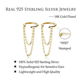 Reffeer Solid 925 Sterling Silver Minimalist Cuff Earrings Chain for Women Teens Cartilage Wrap Earrings Helix Cuffs (B-18K Gold)