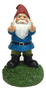 Gnometastic Middle Finger Gnome Statue 8.5in, The Original Double Bird Funny Garden Gnomes Statues Outdoor Decorations for Yard, Patio and Lawn Ornaments