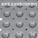 YINENN Bath and Shower Safety Mats 40x16 inch, Non Slip with Suction Cups for Bathroom Stall and Tub Floor, Extra Large and Machine Washable, Drain Holes Keep Bathtub Clean, Grey