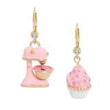 Betsey Johnson Womens Cupcake Mismatch Drop Earrings, Pink, One Size