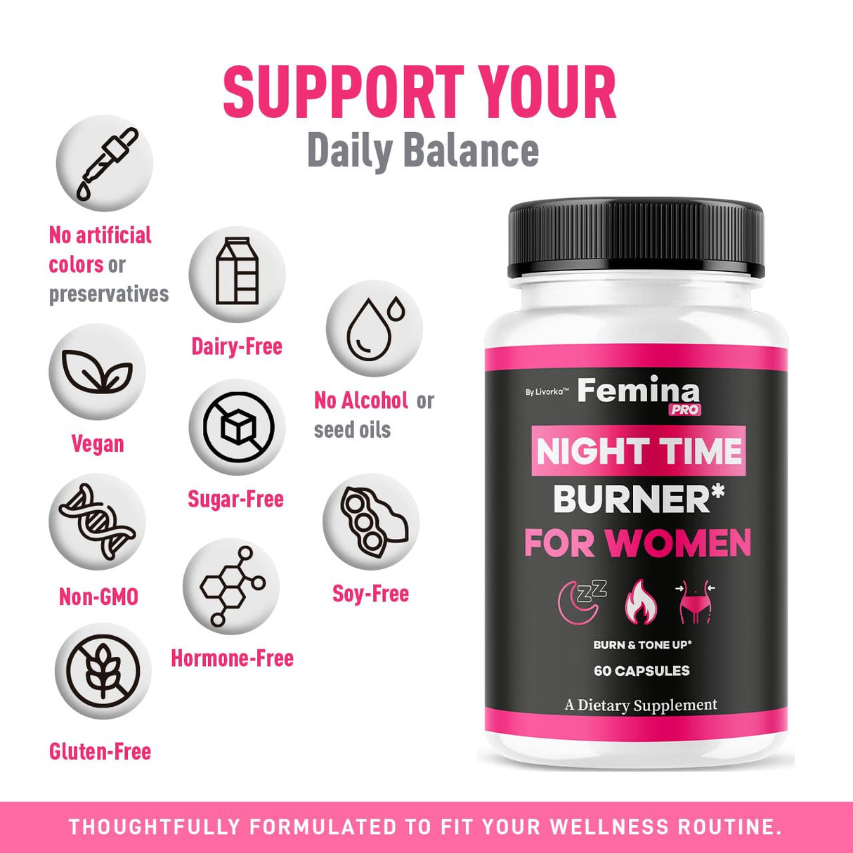 (2 Pack) FeminaPro Nighttime Advanced Formula - FeminaPro Night Time Maximum Strength Health & Wellness, FeminaPro Night Time Capsules for Women, Premium Support Supplement, 120 Capsules for 2 Months