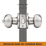 Probrico Brushed Nickel Bed/Bath Door Knobs, Satin Ball Door Knob, Interior Door Knobs for Bedroom Bathroom, Privacy Function, 10 Pack