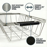 Adjustable Cooler Basket - Expands 11.75" to 18.5" - Non-Slip Rubber Handles, Universal Insert for Full Size Ice Chests, Dry Goods Tray Cooler Accessory - Fits Igloo, Coleman, Lifetime, Pelican, More