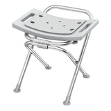 UGarden Folding Shower Chair Seat, 17.5" Stainless Steel Small Shower Chair for Inside Shower with Pad, 400lbs Portable Travel Shower Stool, Safety Anti-Slip Bath Chair for Seniors, Disabled, Gray
