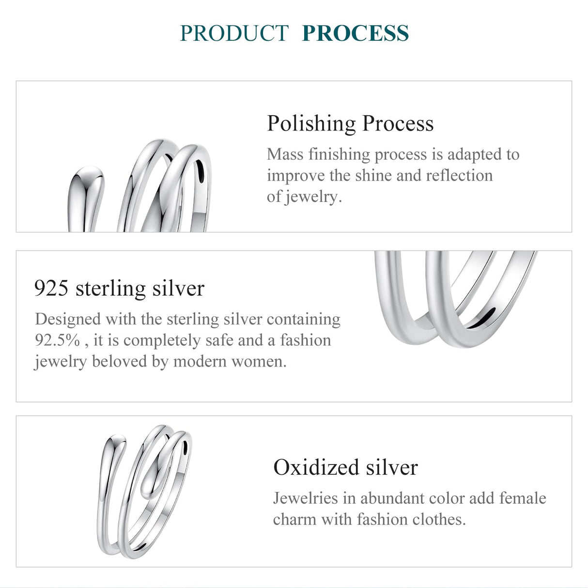 MUNDELL 925 Sterling Silver Simple Multi-layer Open Ring Adjustable Ring for Women Stackable Ring Fine Jewelry