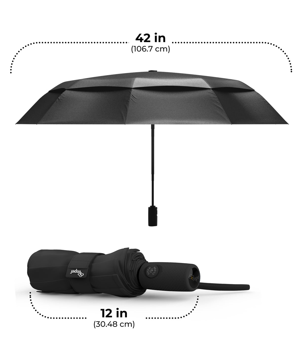 Windproof Travel Umbrella - Compact & Withstands Winds up to 100MPH, Strongest Premium Auto Folding Umbrella for Rain and Sun - Durable, Light & Portable for Women & Men, Fits Backpack & Cars