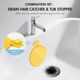 TRAPMATE Bathtub Drain Stopper/Protector/Hair Catcher Shower Drain/Easy Clean Hair Trap Strainer & Silicone Stopper for Tub, Sink (Yellow)