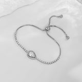 UDYLGOON Teardrop Cubic Zirconia Jewelry Set Necklace Earrings Bracelet Bridal Wedding Jewelry for Women Bridesmaid Prom Party (3 Set - White Gold Plated)