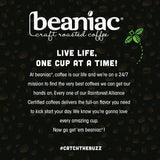 beaniac Organic Full On French Roast, Dark Roast, Single Serve Compostable K Cup Coffee Pods, Organic Arabica Coffee, Keurig Brewer Compatible, 30 Count