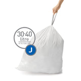 simplehuman Code J 100 Count, Dispenser Pack Custom Fit Liners, Drawstring Trash Bags, 30-45 Liter / 8-12 Gallon, White