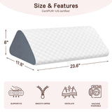 Vomiliku Knee Wedge Pillow for Back Sleeping, Leg Elevation for Post Surgery Recovery, 8" Triangle Leg Pillow with Removable Cover for Knee Support, Hip Back Pain Relief,Enhance Circulation, Blue