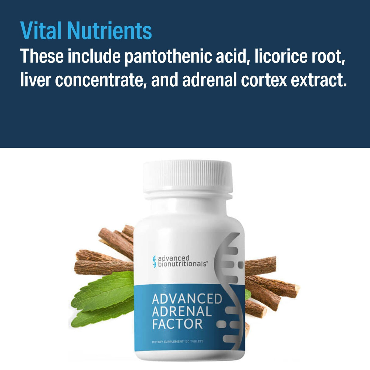 ADVANCED BIONUTRITIONALS – Advanced Adrenal Factor, Adrenal Gland Support for Cortisol, Energy, Adrenal Gland Function, Adrenal Cortex Extract, Non GMO, Gluten Free, Dairy Free, Vegan (120 Tablets)