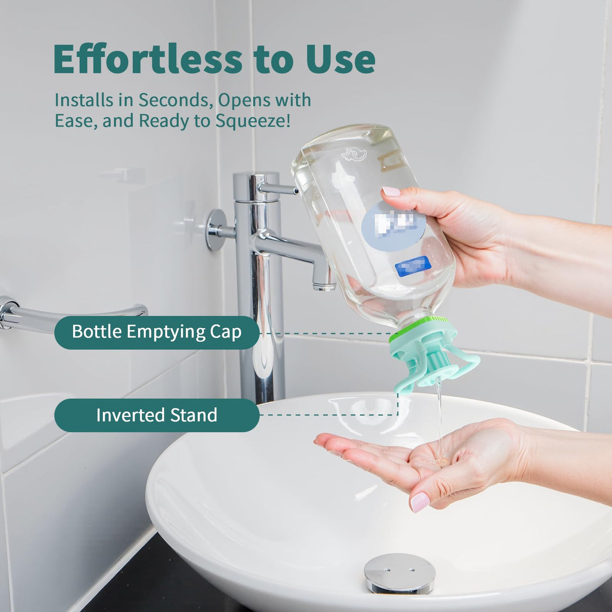 Luvan 4-Pack Bottle Emptying Cap Flip Dispenser Kit for Every Drop Universal Inverted No-Waste Caps for Shampoo Lotion Soap Ketchup Mustard Sauces Space-Saver for Kitchen Bathroom