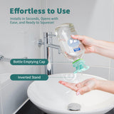 Luvan 4-Pack Bottle Emptying Cap Flip Dispenser Kit for Every Drop Universal Inverted No-Waste Caps for Shampoo Lotion Soap Ketchup Mustard Sauces Space-Saver for Kitchen Bathroom