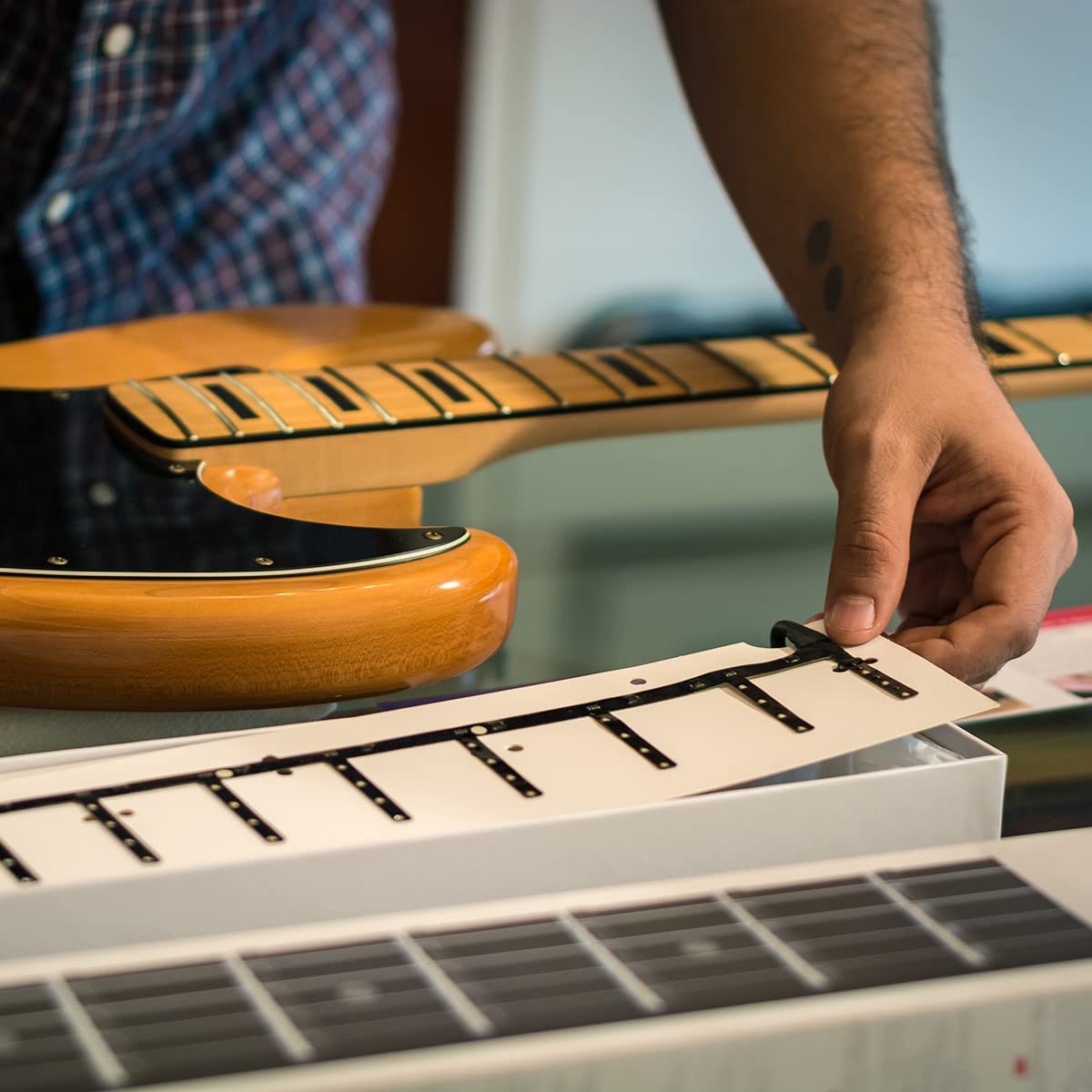 Fret Zealot LED Bass Guitar Learning Accessory - EASIEST and BEST Method to Learn To Play Bass Guitar for All Levels, Fits All FULL SIZE Bass Guitars, IOS & Android App included