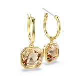 Swarovski Millenia drop earrings, Square cut, Caramel, Gold-tone Finish