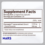 CocoaVia Heart & Brain Supplement, 30 Day, Cocoa Flavanol Extract, Memory & Circulation Booster, Nitric Oxide, Boost Oxygen & Energy, Plant Based, Gluten Free, Vegan, 60 Capsules