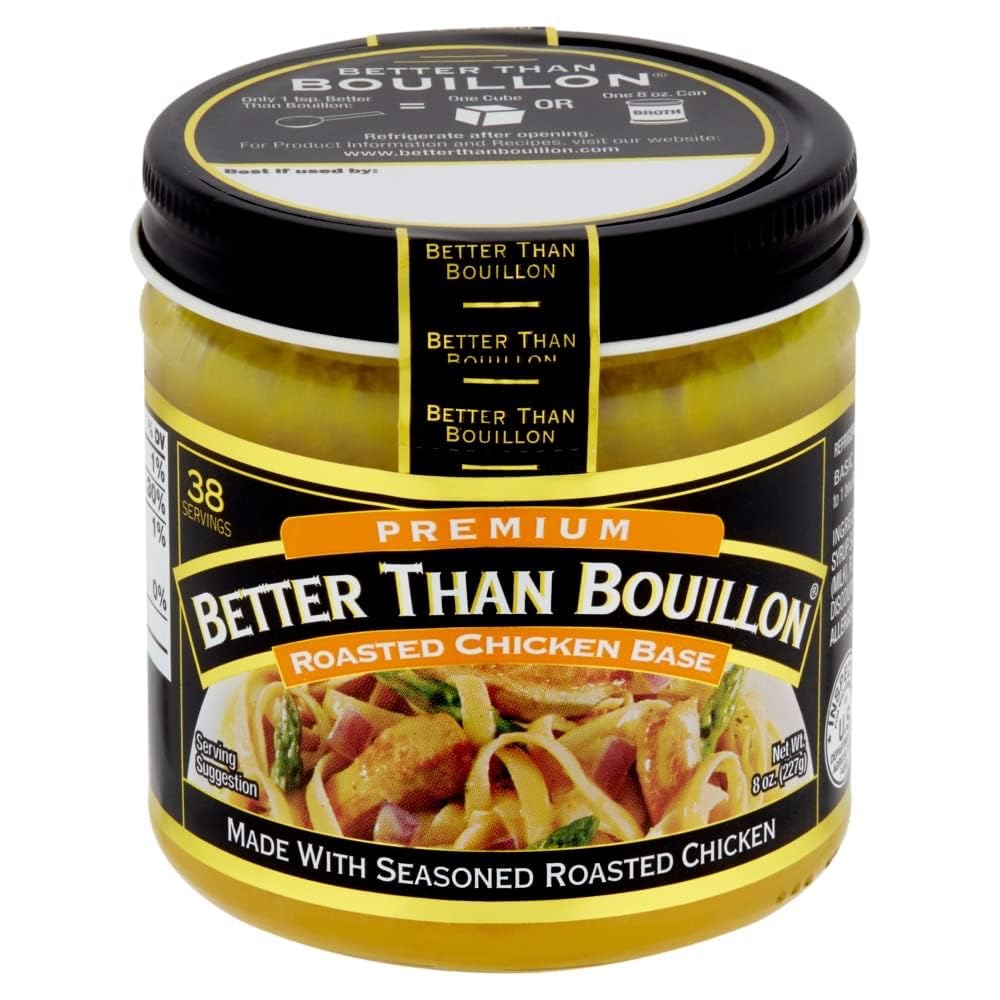 Better Than Bouillon Premium Roasted Chicken Base, Made with Seasoned Roasted Chicken, 38 Servings, Blendable Base for Added Flavor, 8-Ounce Jar (Pack of 2)