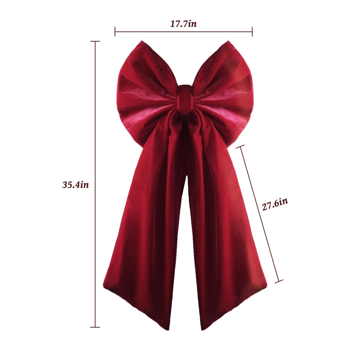 Christmas Decorations - Christmas Bows - 2 Pack 36x18 Inches Large Red Velvet Christmas Tree Topper - Burgundy Ribbon Gift Bows - Xmas Decor for Indoor Outdoor Home Wreaths Mantle Front Door Wedding