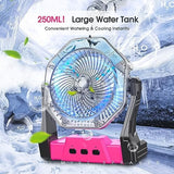 Ausic Portable Misting Fans for Outside, Outdoor Camping Fan with Water Spray 250ml, 8 Inch Batery Operated Rechargeable Fan, Cooling Fans with LED for Patios, Beach, Tents, Travel Summer Essential
