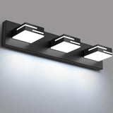 LKHF LED Modern Bathroom Vanity Light Fixtures, Dimmable Matte Black Vanity Lights for Bathroom Lighting Fixtures Over Mirror, with 360° Rotatable Acrylic Heads 3-Light 22-inch (Cool White 6000K)