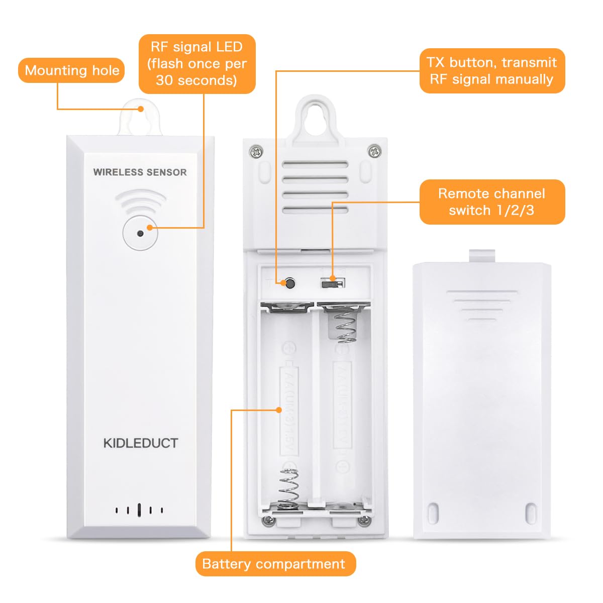 KIDLEDUCT Wireless Remote Sensor Indoor Outdoor for Model WS002/WS003