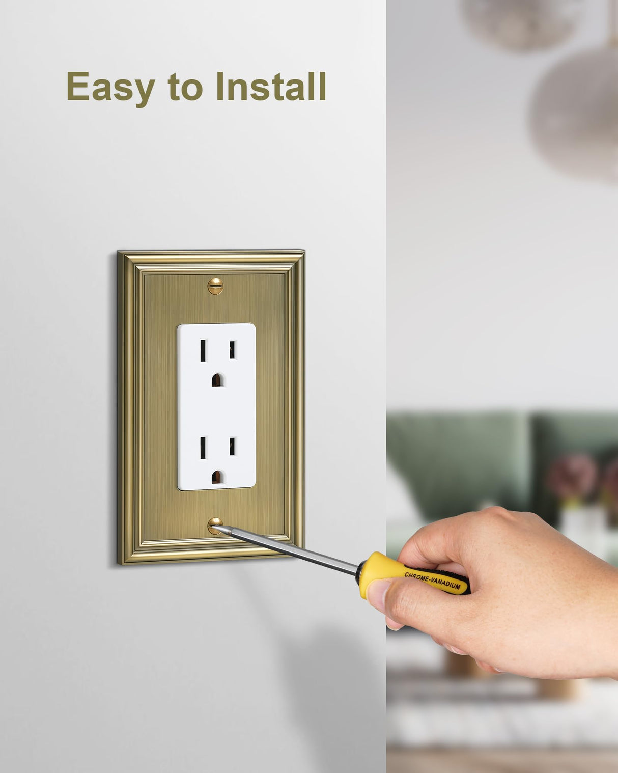 TREEWELL 4-Pack Decorator Cover Plate, Antique Brass Decorative Switch Plates and Outlet Covers, Durable Zinc Alloy Wall Plates for Electrical Outlets, Receptacle, GFCI Outlet, Dimmer Switch