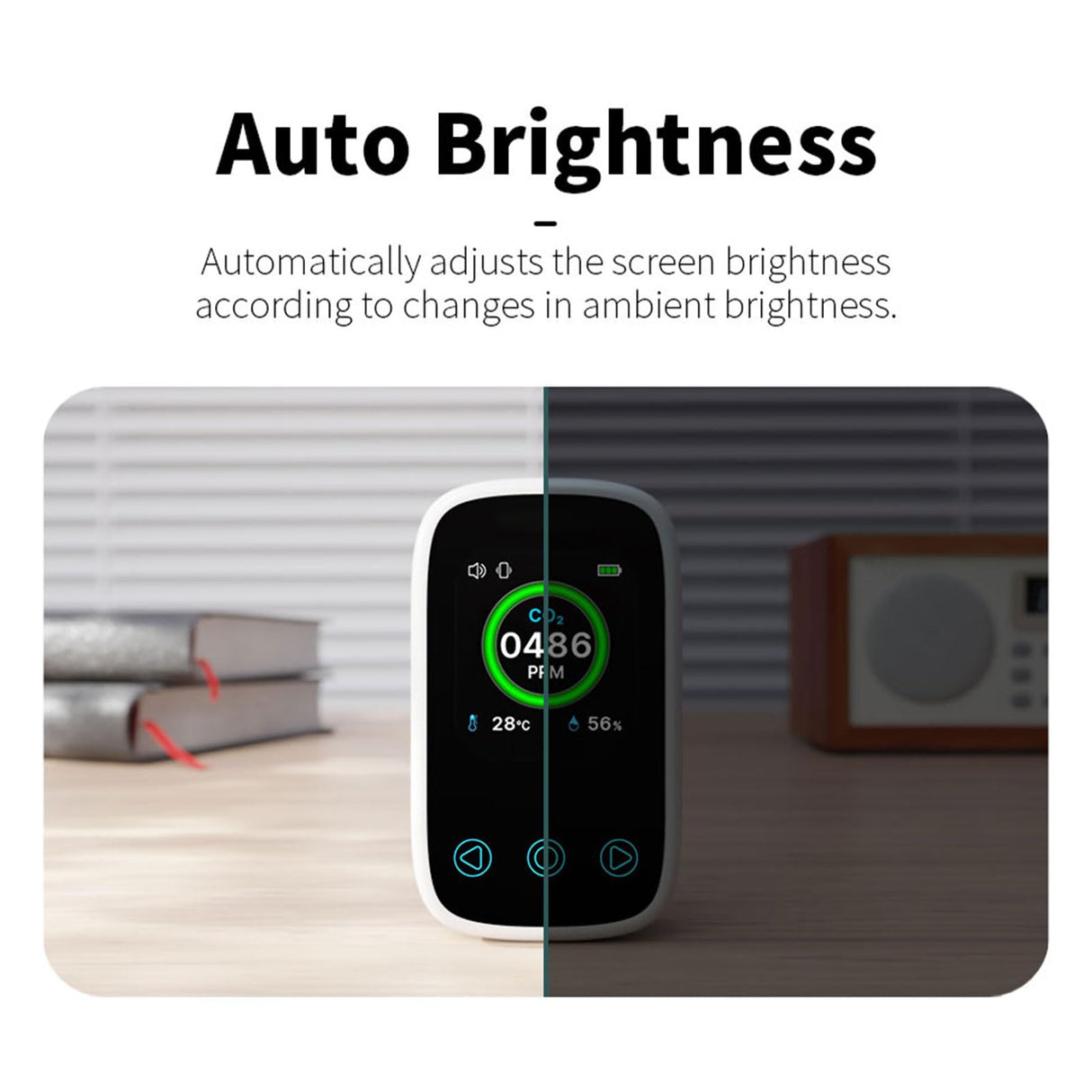 Rechargeable CO2 Alarm Travel/Camping Carbon Dioxide Warning with Temperature/Humidity Display Portable CO2 Meter Carbon Dioxide Warning