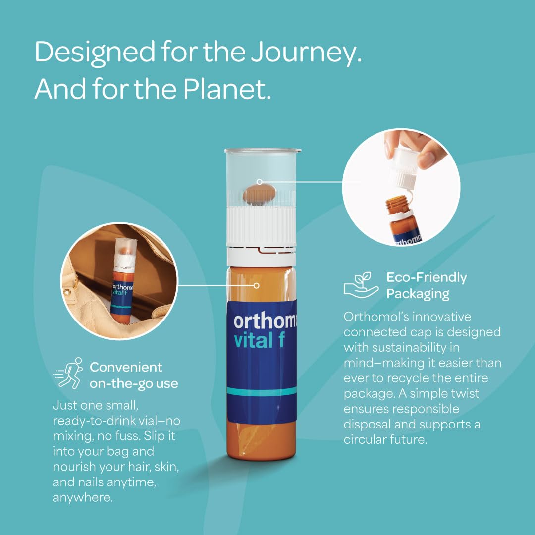 Orthomol Vital F Vial for Women, 30-Day Vitamin Supplement – Daily Energy, Fatigue Reduction & Vitality Support with Vitamins A, B, C, D, E, K, Omega-3 & Iodine